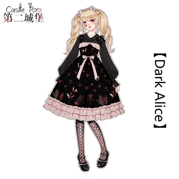 

castletoo original design harajuku lolita japanese gothic dress dark alice sweet dress cos jsk skirt shirt, Black;red