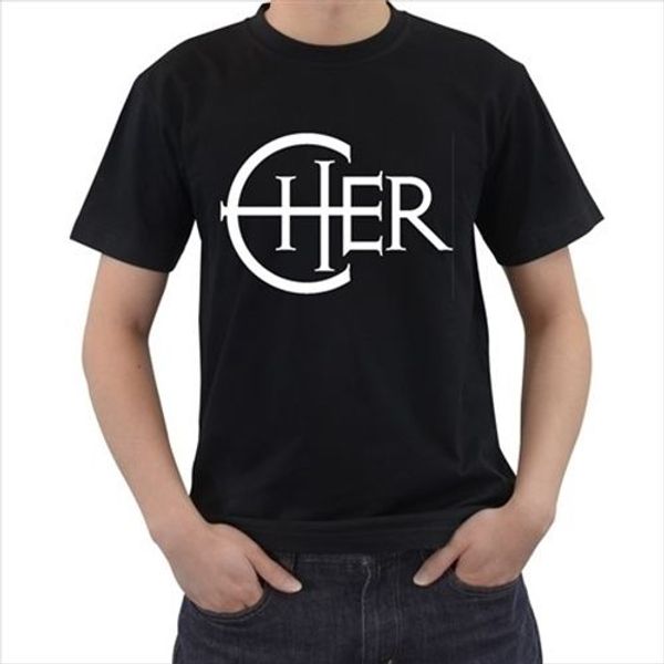 

new fashion cher singer printing man t-shirt cotton o neck mens short sleeve mens tshirt male tees wholesale, White;black