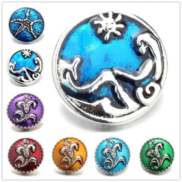 

stoving varnish mermaid snap buttons 18mm metal flower decorative button charms for diy snap jewelry findings