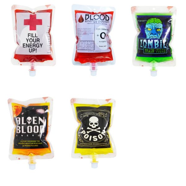 

juice beverage bag vampire blood bag blood energy fruit juice beverage drinking decor halloween party props 5 styles