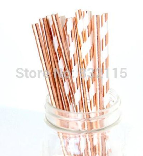 

100pcs mixed 2 color rose gold foil straw ,rose gold straw, straw flag baby shower wedding straws