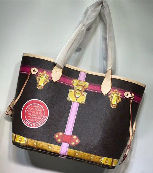 

Top Quality Genuine Leather Women floral check print handbag PURSE ladies designer handbag retro graffiti lock Shopping shoulder bag clutch