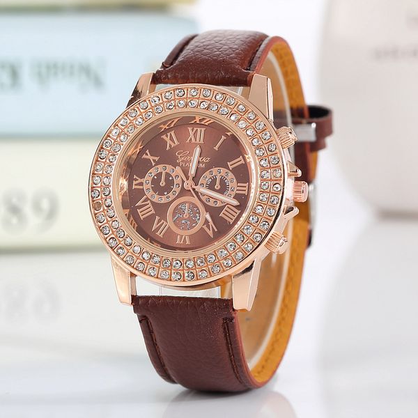 

Новая Мода Искусственной Кожи Хронограф Римская Цифра Классический Женева Кварц