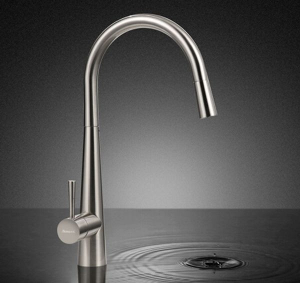 

new arrivals brass pull out kitchen faucet brushed nickel basin sink faucet mixer tap swivel rotate