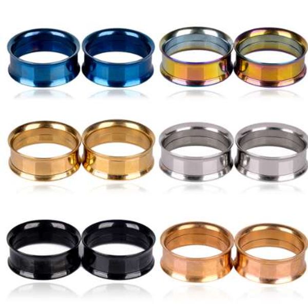 

shellhard punk ear plug stainless steel screw ear gauges double flared ear flesh tunnel expanders piercing jewelry for women, Silver