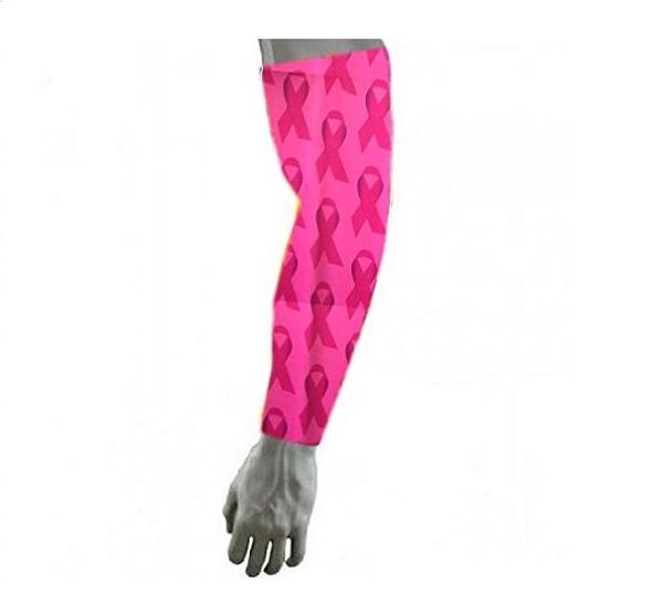 Nuovo arrivo fede amore nastro cancro al seno manica del braccio Think Pink Breast Cancer Awareness Compression Hand Arm Sleeve