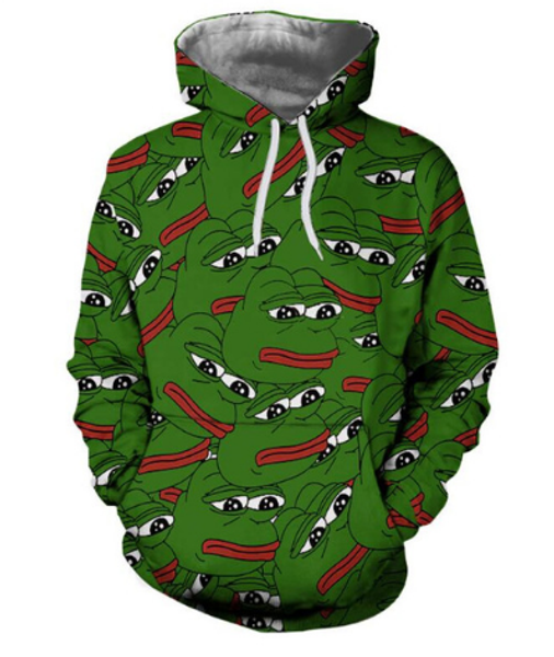 

новая мода женщины / мужчины pepe лягушка бегуны смешные 3d печатных повседневная с длинным рукавом осень зима толстовки толстовка k136, Black