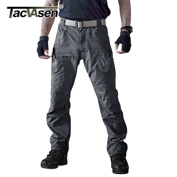 

tacvasen men waterproof tactical pants men summer cargo pants quick drying thin combat trousers, Black