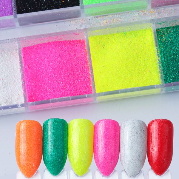 

mix color neon sugar pigment nail powder dust nails art glitter flakes pure iridescent acrylic nail art decoration set sast, Silver;gold