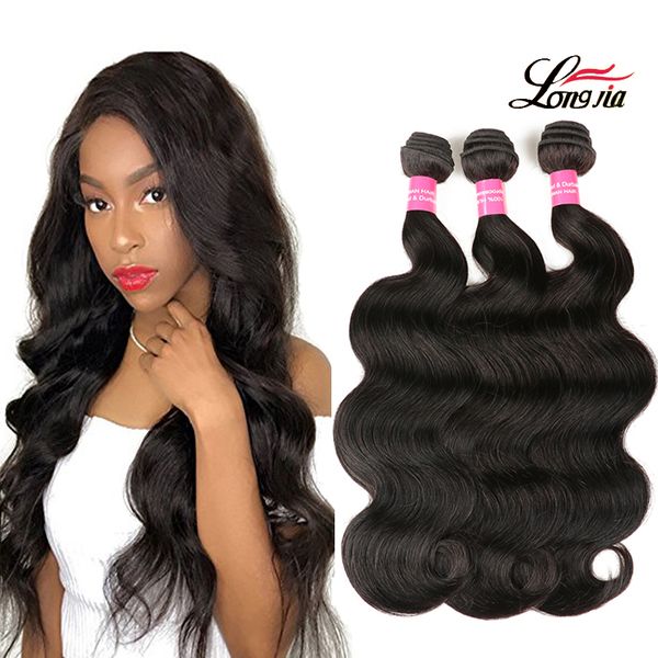 

peruvian body wave hair 8-28 inch unprocessed human hair weave 3/4 bundles natural color remy hair extensions, Black