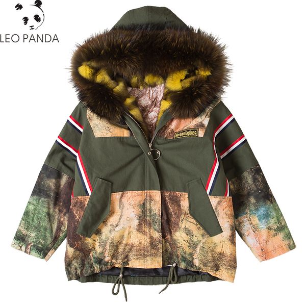 

winter new fashion women long sleeve thicken warm hooded the letter printing zippers adjustable waist female fur coat cy329, Black
