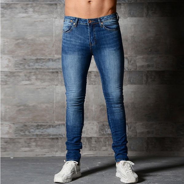 VERTVIE Skinny Jeans For Men Blue Hip Hop Long Stretch Jeans Hombre Slim Fit Fashion Ankle Tight Streetwaer Pants Dropshipping