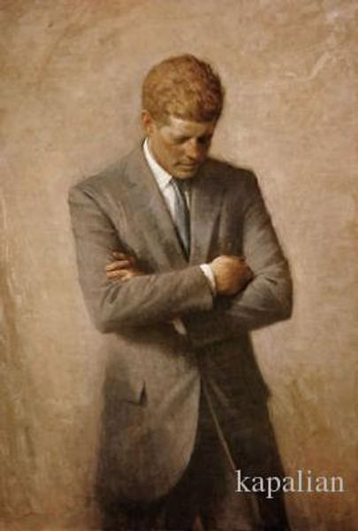 

Free Shipping John F Kennedy JFK Thinking Offical Painting Art Posters Prints Home Decor Wall Paper 16 24 36 47 inches
