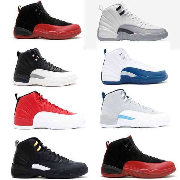 

barons 12s mens basketball shoes sneaker flu game wolf grey gym red outdoor athletic trainer leather 12 tennis shoes with box
