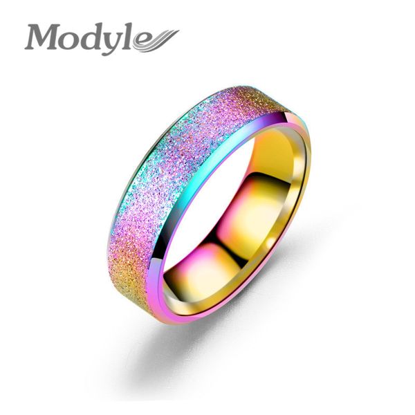 

modyle titanium fashion simple ring female fashion stainless steel ring colour scrub rings stainless steel rings for women, Golden;silver