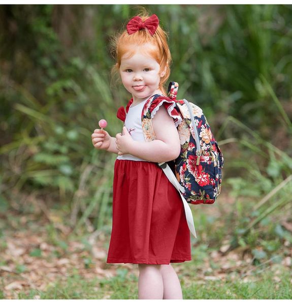 

2018 dresses for girls newborn infant baby girl clothes floral princess tutu tulle party dresses summer sleeveless kid dress, Red;yellow