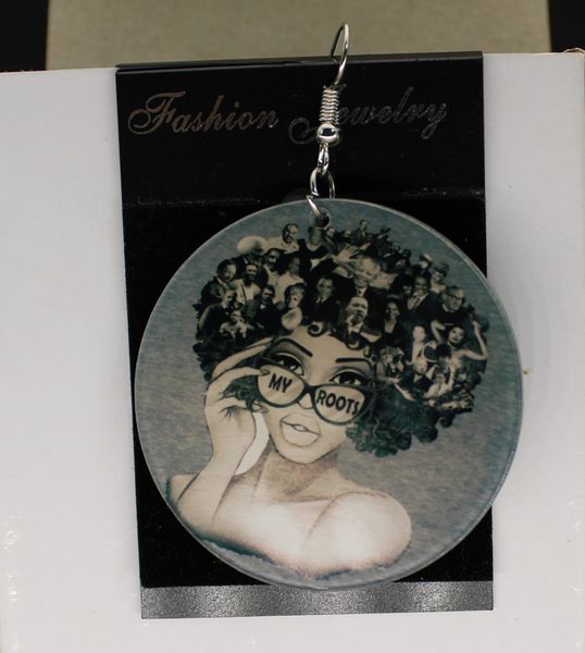 

My Roots earrings Custom Afro Africa Earring Charms 2 Sided Custom Logo Text Picture