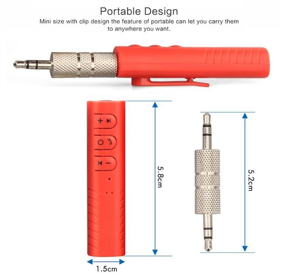 BT-301 Mini ricevitore Bluetooth Car AUX Adattatore per ricevitore audio wireless Chiamate in vivavoce e riproduzione di musica wireless AUX da 3,5 mm