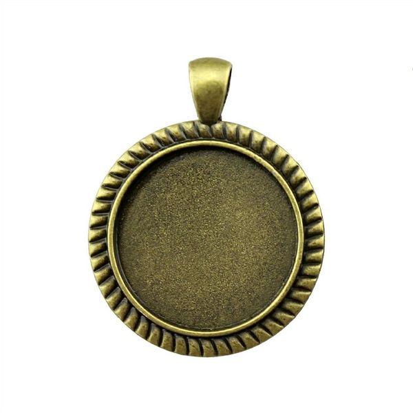 

9 pieces cabochon cameo base tray bezel blank diy accessories for streaks perforation side-on inner size 25mm round necklace pendant setting, Slivery;crystal