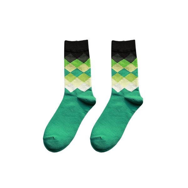 

colorful mens socks anti-skid comfortable rhombus-grid cotton socks long for men, Black