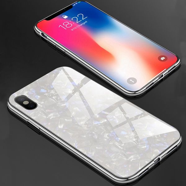 

shell grain magnetic phone case for iphone x case tempered glass metal bumpers for goophone phone case