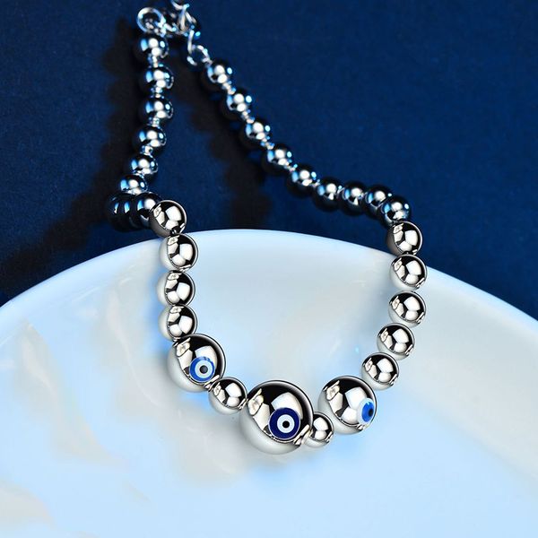 

silver charm strand bracelets for women enamel round beads lucky handmade bangle female adjustable size wholesale prs269, Black