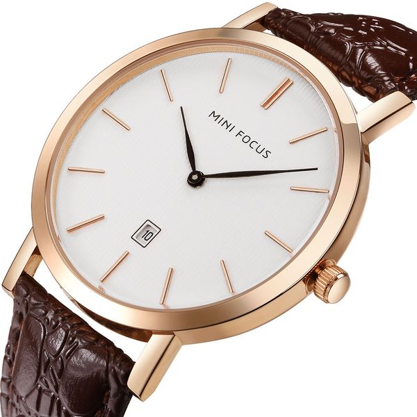 

bofute male watches casual watch quartz watches japanese movement calendar waterproof genuine leather strap 0108g, Slivery;brown