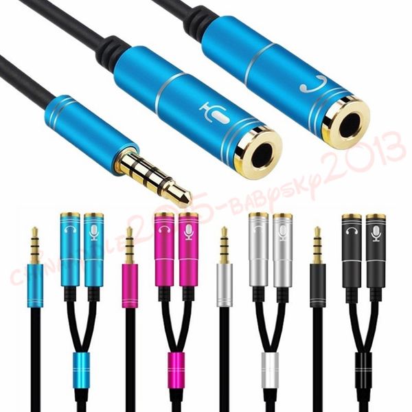 Cabo de divisor de áudio 3.5mm para computador Jack 1 masculino a 2 fêmea MIC Y AUX Cable