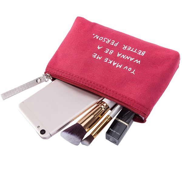 

cosmetic makeup travel and organizer gifts women up make bags girls bags waterproof letter pouch toiletry storage bag for ajgco, Red;black