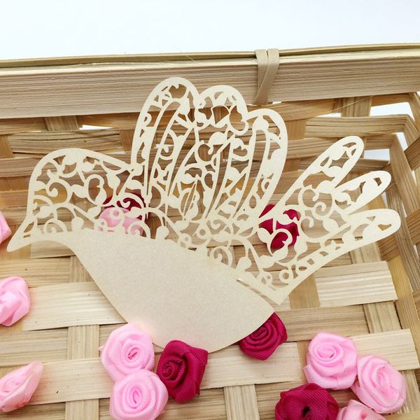 Laser Cut Place Cards With Birds Hollow Paper Name Card For Party