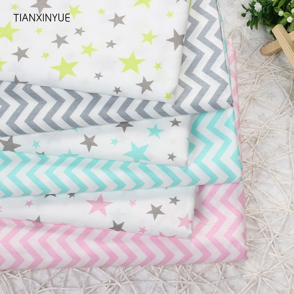 

fabric tianxinyue 6pcs/lot wave star cotton patchwork diy quilting sewing fat quarters bundle tissue telas tilda needlework, Black;white