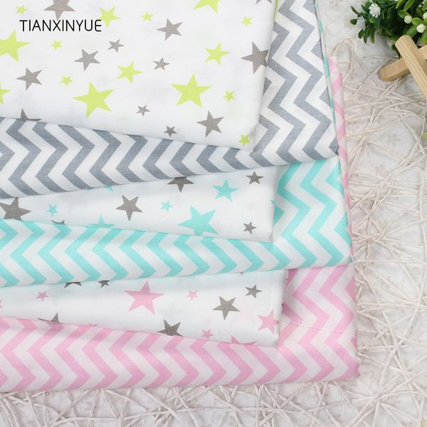 

tianxinyue 6pcs/lot wave star cotton fabric patchwork diy quilting sewing fat quarters bundle tissue telas tilda needlework, Black;white