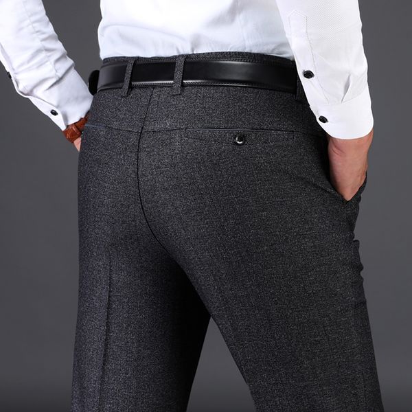 

autumn winter fashion men suit pants brand work pants male clothing men's casual cotton formal trousers men, Black