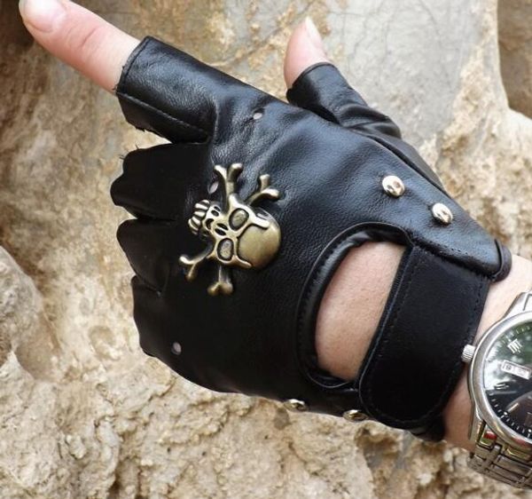 

5pcs/lot mix styles fashion black real leather fingerless gloves for dancing motorcycle driving sports gl02, Blue;gray