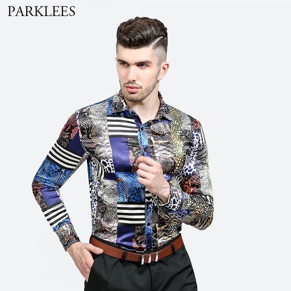 

fashion print cotton shirt men 2017 brand new night club slim fit male shirt camisa hombre casual button down mens dress shirts, White;black