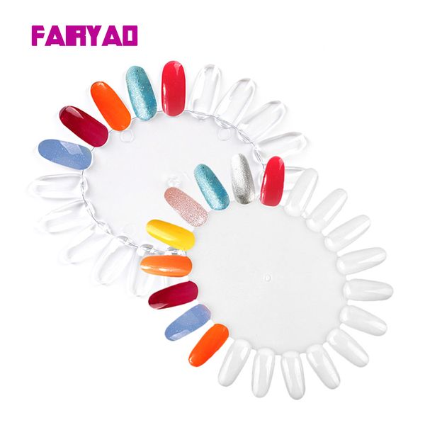 

fairyao false nail tips color card practice nail display tools transparent white buckle ring manicure art tool salon k, Red;gold