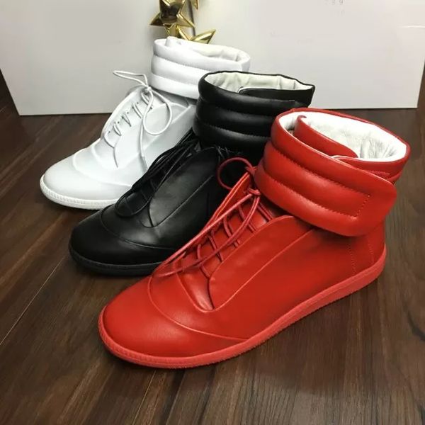 

new designer double box man name brand high hook&loop mixed colors flat sneaker outdoors shoes size 39-46, Black