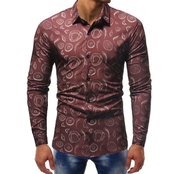 

new fashion men's wear square neck man coffee printing repair the body long sleeves leisure shirt men's casual shirts, White;black