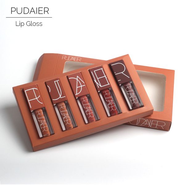 

pudaier lipgloss pumpkin color series liquid waterproof long-lasting matte lipstick makeup set 5 color/set