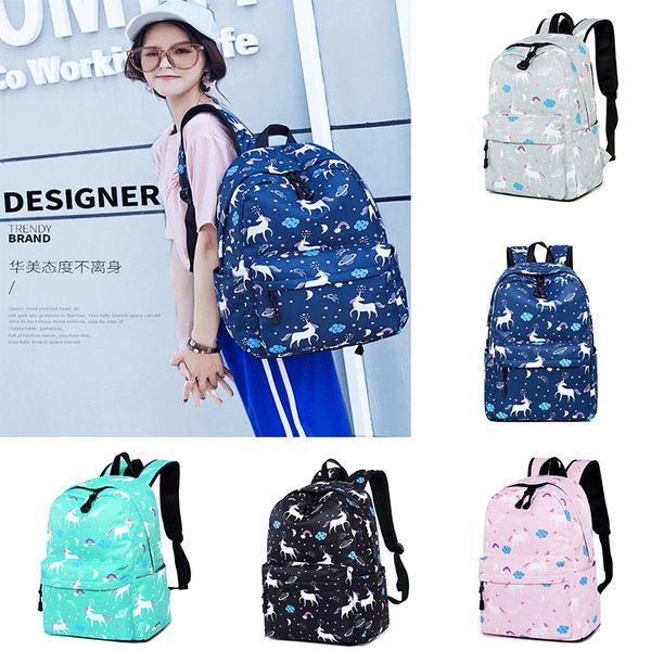 

women unicorn backpack handbag schoolbag nylon bagpack for teenagers girls computer trip student outdoor storage bag tc180907