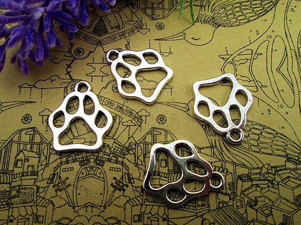 

90pcs 19*17mm antique silver paw charms pendant, Bronze;silver
