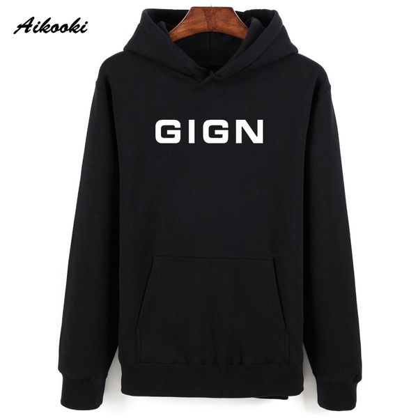 

aikooki gign hoodies sweatshirt men women pullover hoody winter loose casual fashion hooded shirts print gign hat jumpers, Black