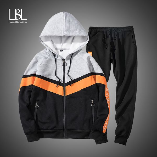 

2018 men set winter new tracksuit thicken fleece hoodies+pants zipper suit hooded sweatshirt sportswear set male sporting suits, Gray