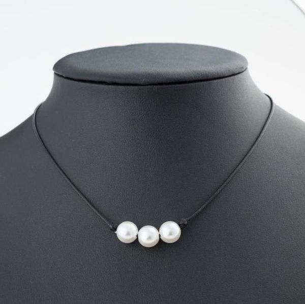 

жемчужное ожерелье шнура кожи diy ожерелья, Silver