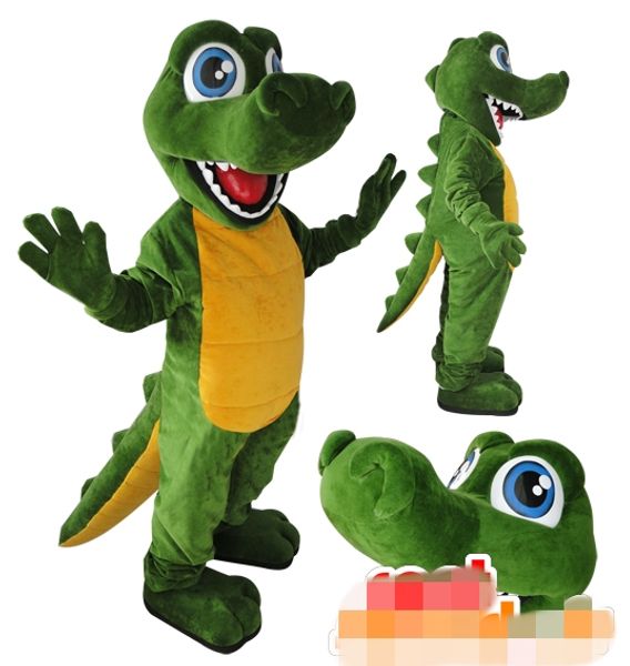 

custom green dinosaur mascot costume ing, Red;yellow