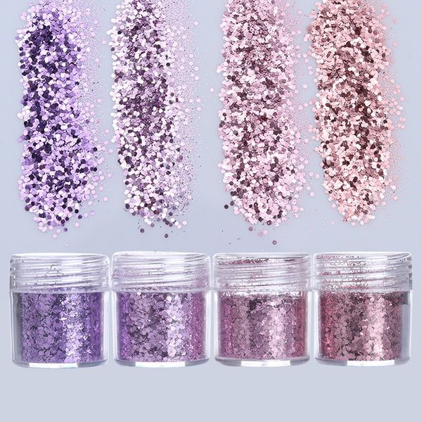 

1 box nail sequins colorful glitter powder paillette hexagon shape flakies dust tips diy manicure nail art accessories tool, Silver;gold