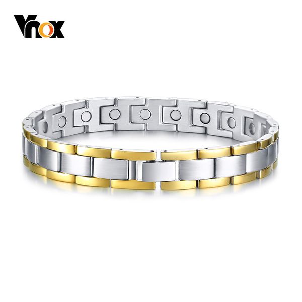 

stylish magnetic therapy chain bracelets for men pain relief for arthritis and carpal tunnel 21cm healthy bracelet jewelry, Golden;silver