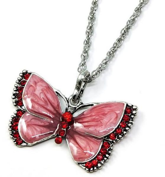 

new european and american retro oil drop painting set with diamond butterfly necklace alloy long style sweater chain fashion classic delicat, Silver