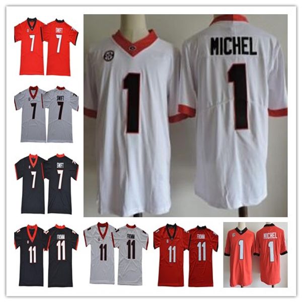 

грузия бульдоги 2018 ncaa sec 1 sony michel джейк фромм колледж футбол майки dandre swift роза чаша сшитые джерси взрослый размер s-3xl, Black;red