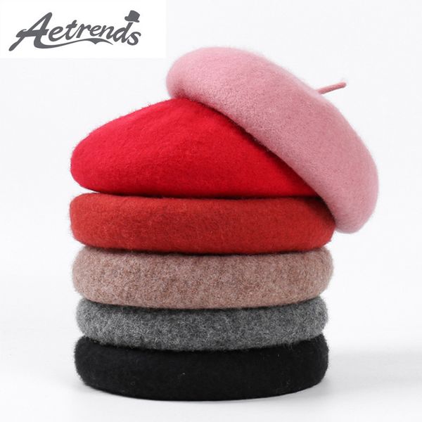 

aetrends] 2018 british style wool berets women hat fashion flat cap wool knitted beret hats autumn winter hats for women z-6596, Blue;gray